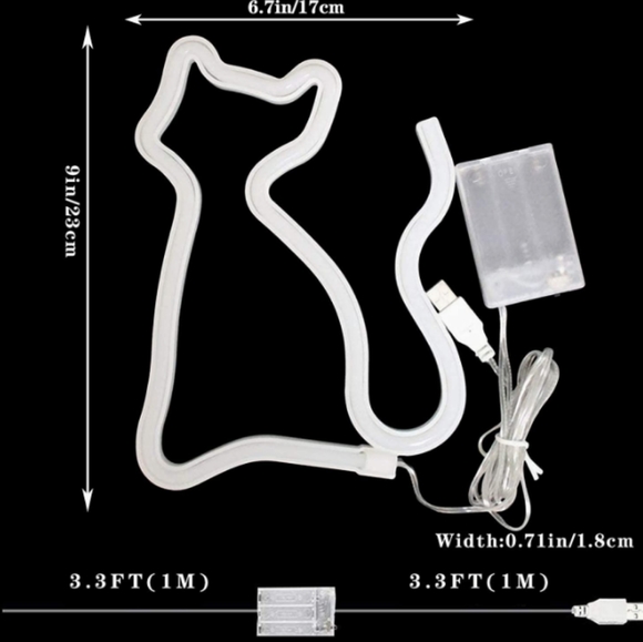 Multicolored Kitty Neon Sign LED Cat Wall Decor Lamp Decor USB or Batteries New - Picture 5 of 7